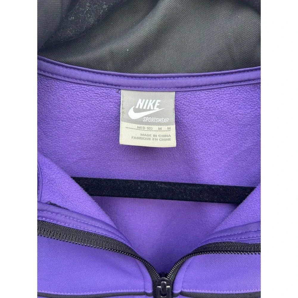 Nike Sportswear Kids Girls Purple Black Full Zip Track Jacket Size Medium 8-10